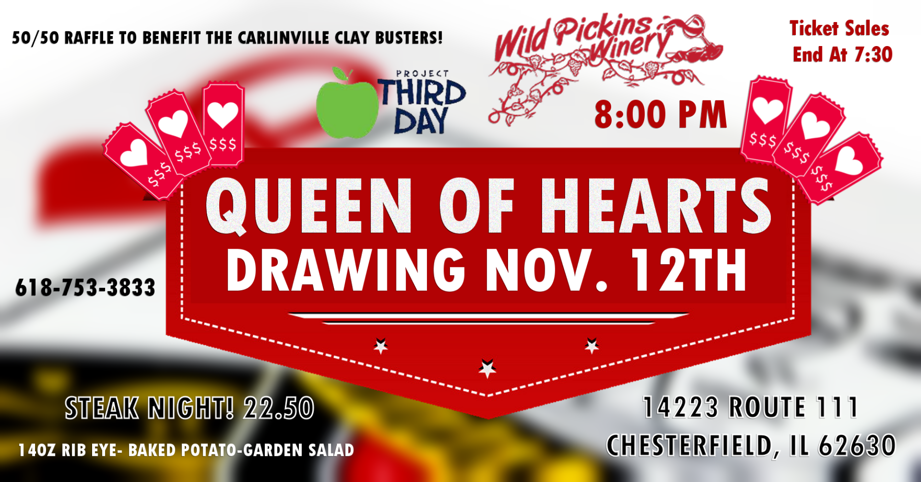 QUEEN OF HEARTS DRAWING Wild Pickins Winery , Thursday November 12